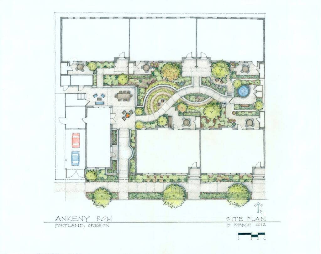 Ankeny Row co housing development Portland, Oregon architectural site plan