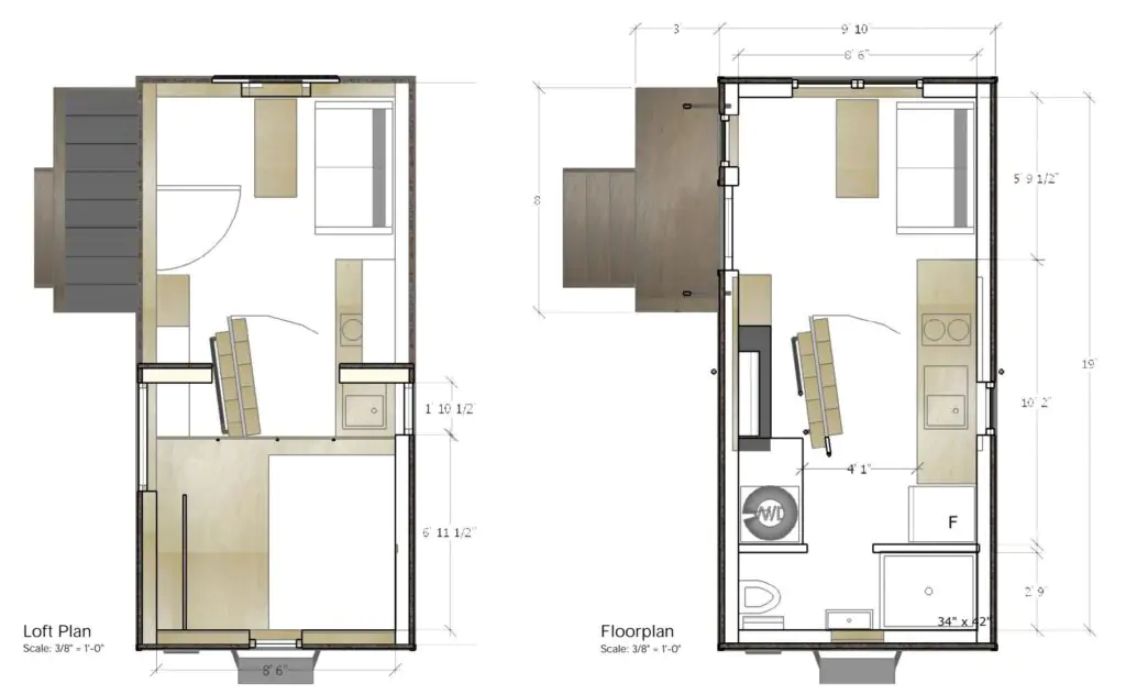 Floorplan for tiny house barnraising project.